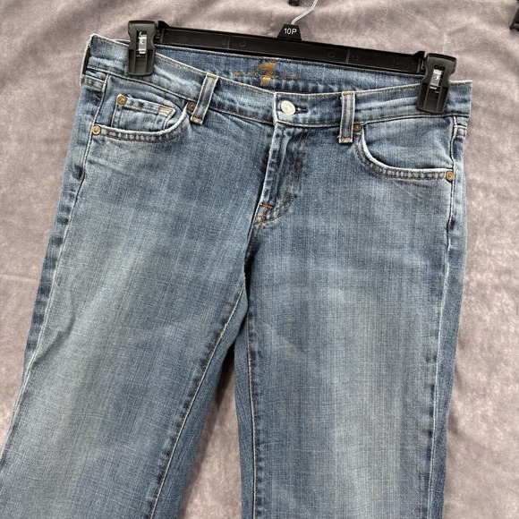 7 For All Mankind Flare Jeans Womens 29x30 Bootcut Low Rise Med Wash Y2K 00s - Picture 3 of 6